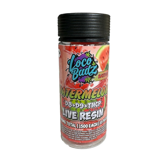 LOCO BUDZ D8/D9/THCP 15000MG GUMMIES SATIVA- WATERMELON