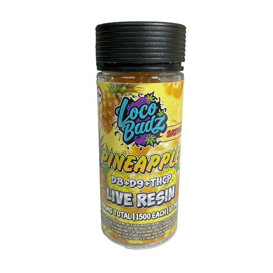 LOCO BUDZ D8/D9/THCP 15000MG GUMMIES SATIVA - PINEAPPLE