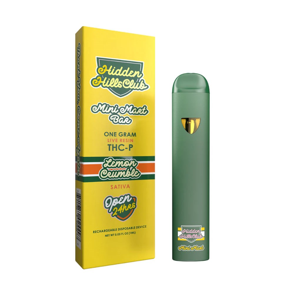HIDDEN HILLS MINI MART BAR THCP 1G DISPOSABLE SATIVA - LEMON CRUMBLE