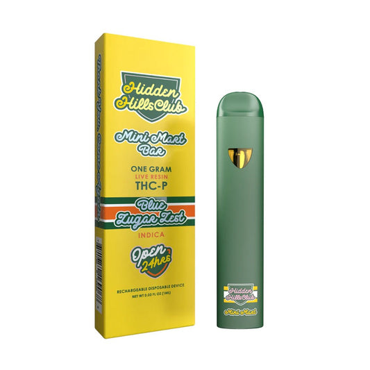 HIDDEN HILLS MINI MART BAR THCP 1G DISPOSABLE INDICA - BLUE ZUGAR ZEST
