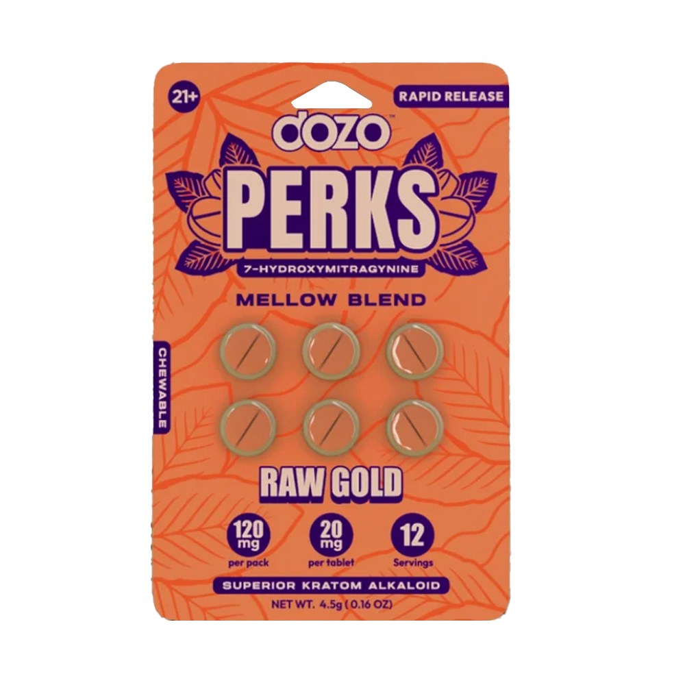 DOZO PERKS 7OHM MELLOW BLEND 120MG 6CT PILLS - RAW GOLD