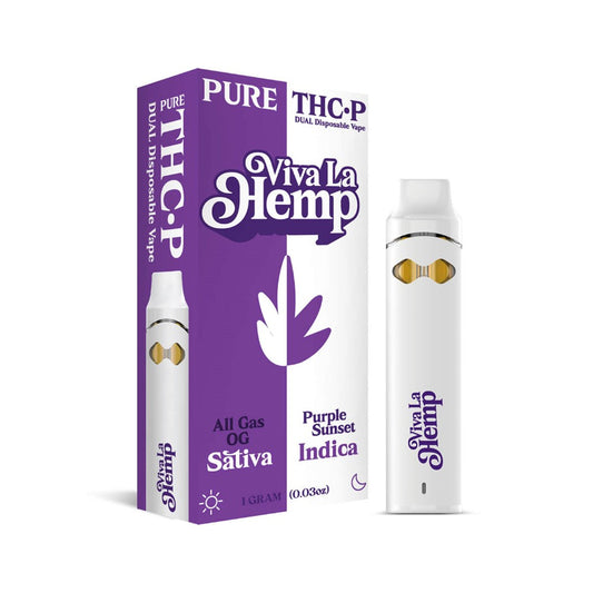 VIVA LA HEMP THCP 1G DUAL DISPOSABLE - ALL GAS OG/ PURPLE SUNSET