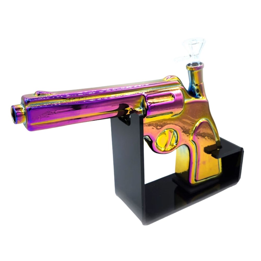 GET LOST PISTOL 002 GLASS WATER PIPE - RAINBOW