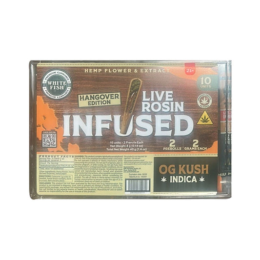 WHITEFISH LIVE ROSIN 2X2 2G PREROLLS INDICA - OG KUSH
