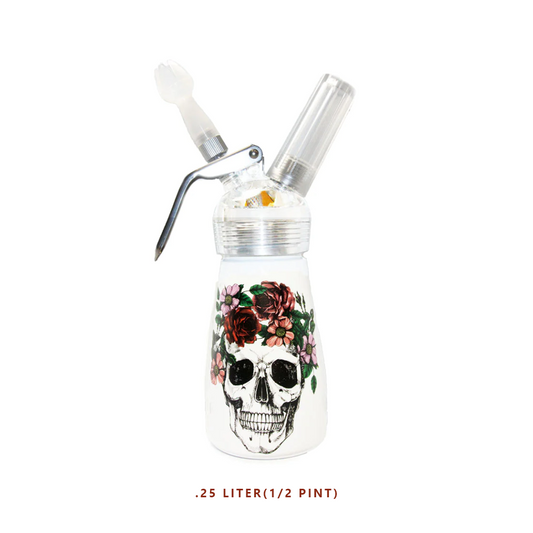 SPECIAL BLUE 1/2 PINT DISPENSER PLASTIC HEAD - MINI FLORAL SKULL