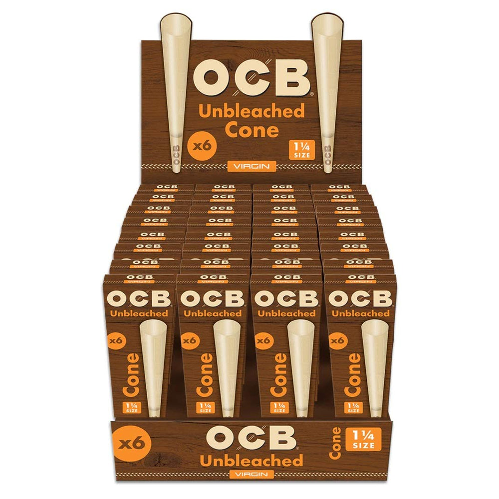OCB VIRGIN UNBLEACHED CONE 1 1/4 6PK