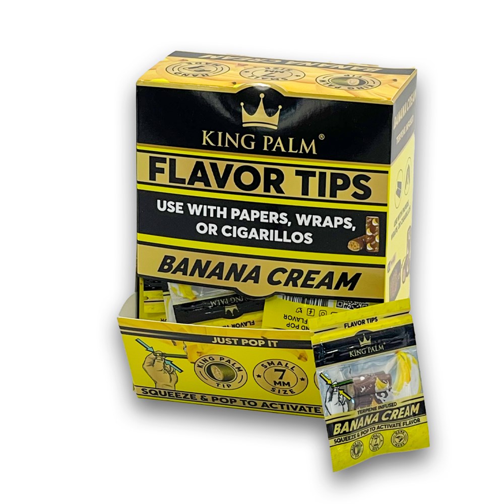 KING PALM 7MM TIPS DISPLAY - BANANA CREAM