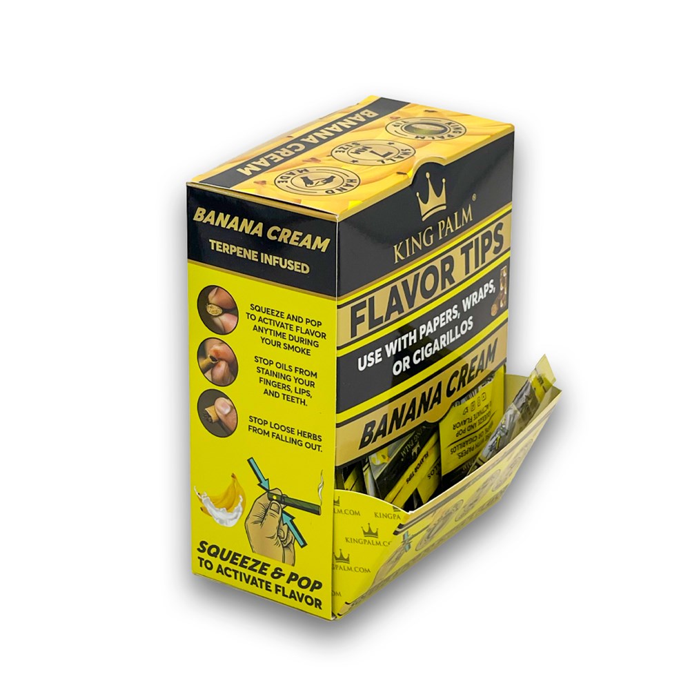 KING PALM 7MM TIPS DISPLAY - BANANA CREAM