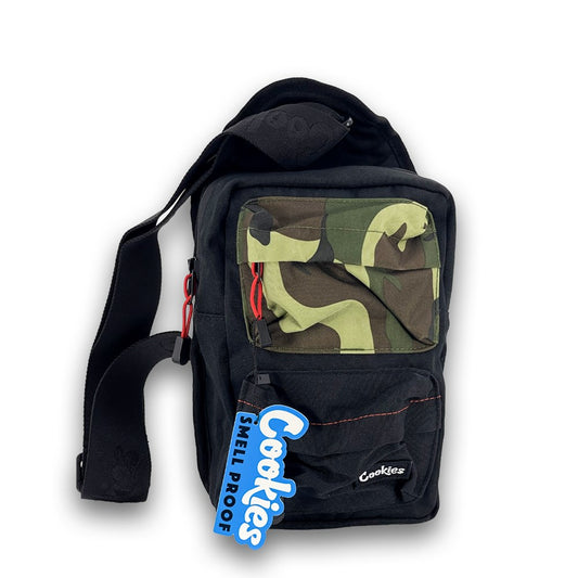 COOKIES SMELL PROOF " RACK PACK" OVER THE SHOULDER SLING BAG - BLACK