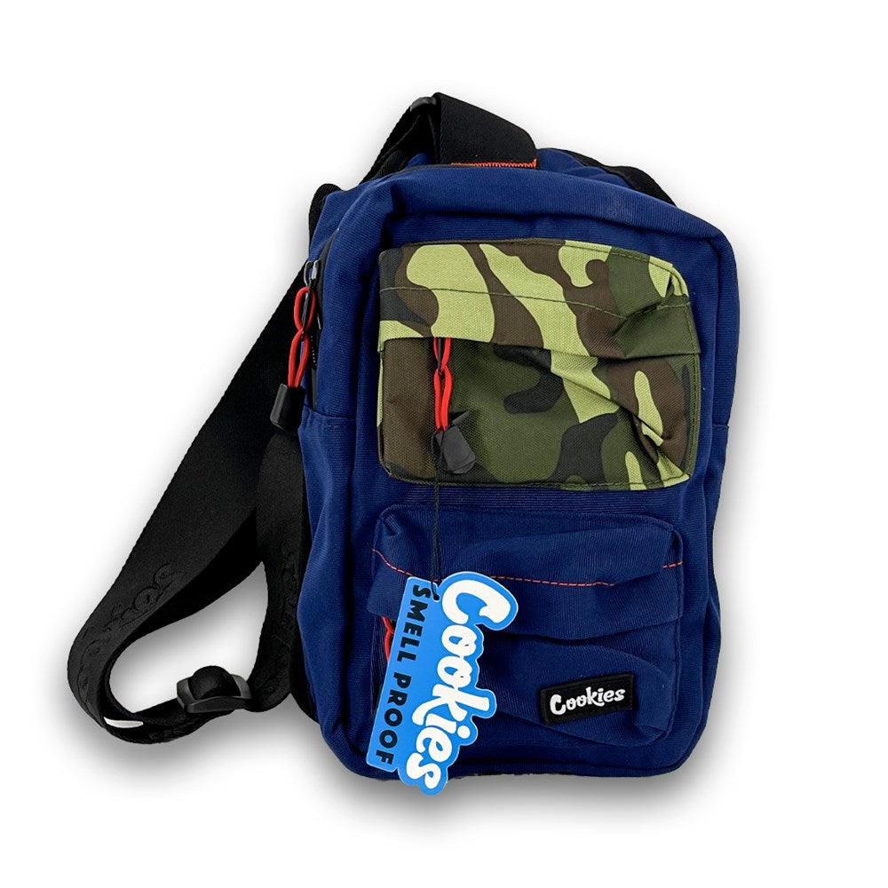 COOKIES SMELL PROOF "RACK PACK" OVER THE SHOULDER SLING BAG - NAVY