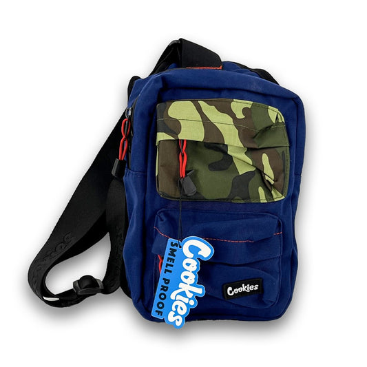 COOKIES SMELL PROOF "RACK PACK" OVER THE SHOULDER SLING BAG - NAVY