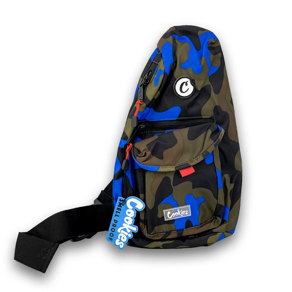 COOKIES SF TRAVELER SMELL PROOF SLING BAG - CAMO BLUE