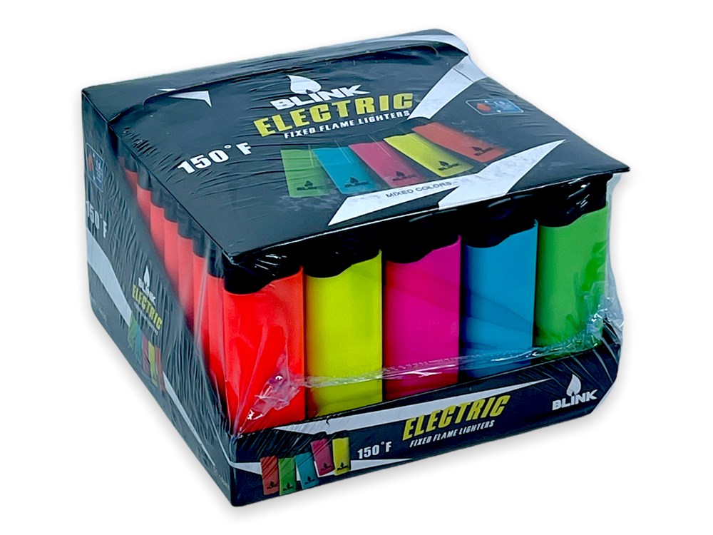 BLINK ELECTRIC FIXED FLAME NEON LIGHTERS - ASSORTED COLORS