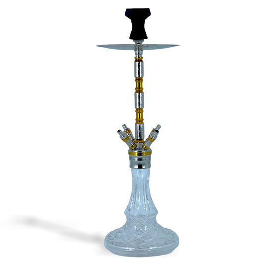 MOB HOOKAH 30" ONYX CARTIER - GOLD & SILVER