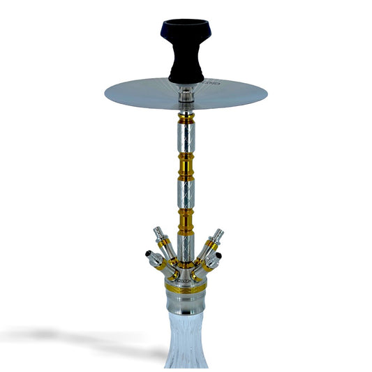 MOB HOOKAH 30" ONYX CARTIER - GOLD & SILVER