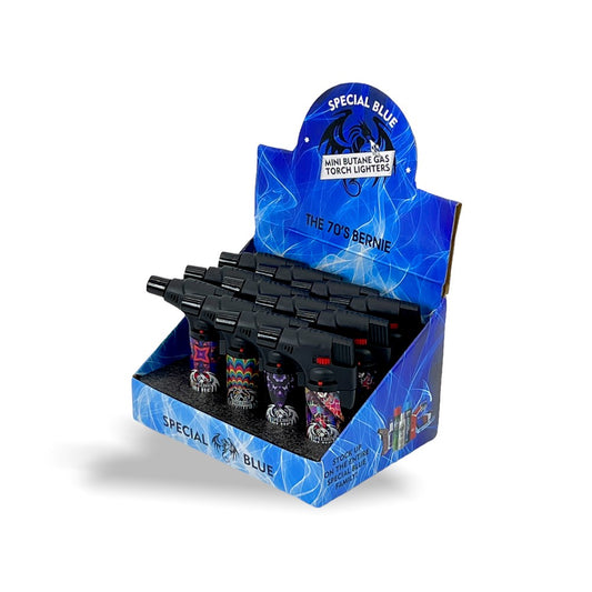 SPECIAL BLUE THE 70'S BERNIE PLASTIC TORCH - 12CT DISPLAY