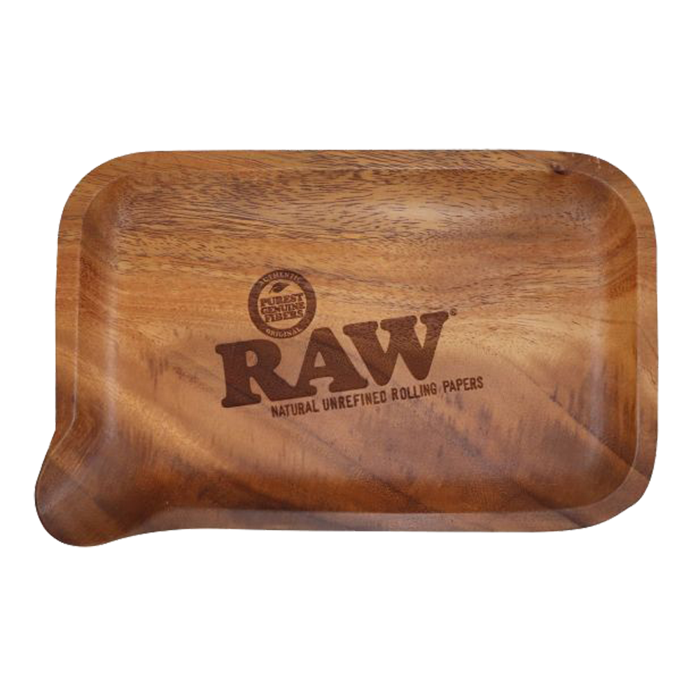 RAW ROLLING WOOD TRAY WITH POUR SPOUT