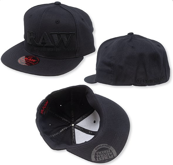 RAW BRIM SNAP HAT W/ POKER - BLACK ON BLACK