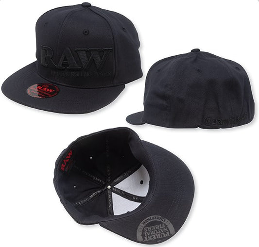 RAW BRIM SNAP HAT W/ POKER - BLACK ON BLACK