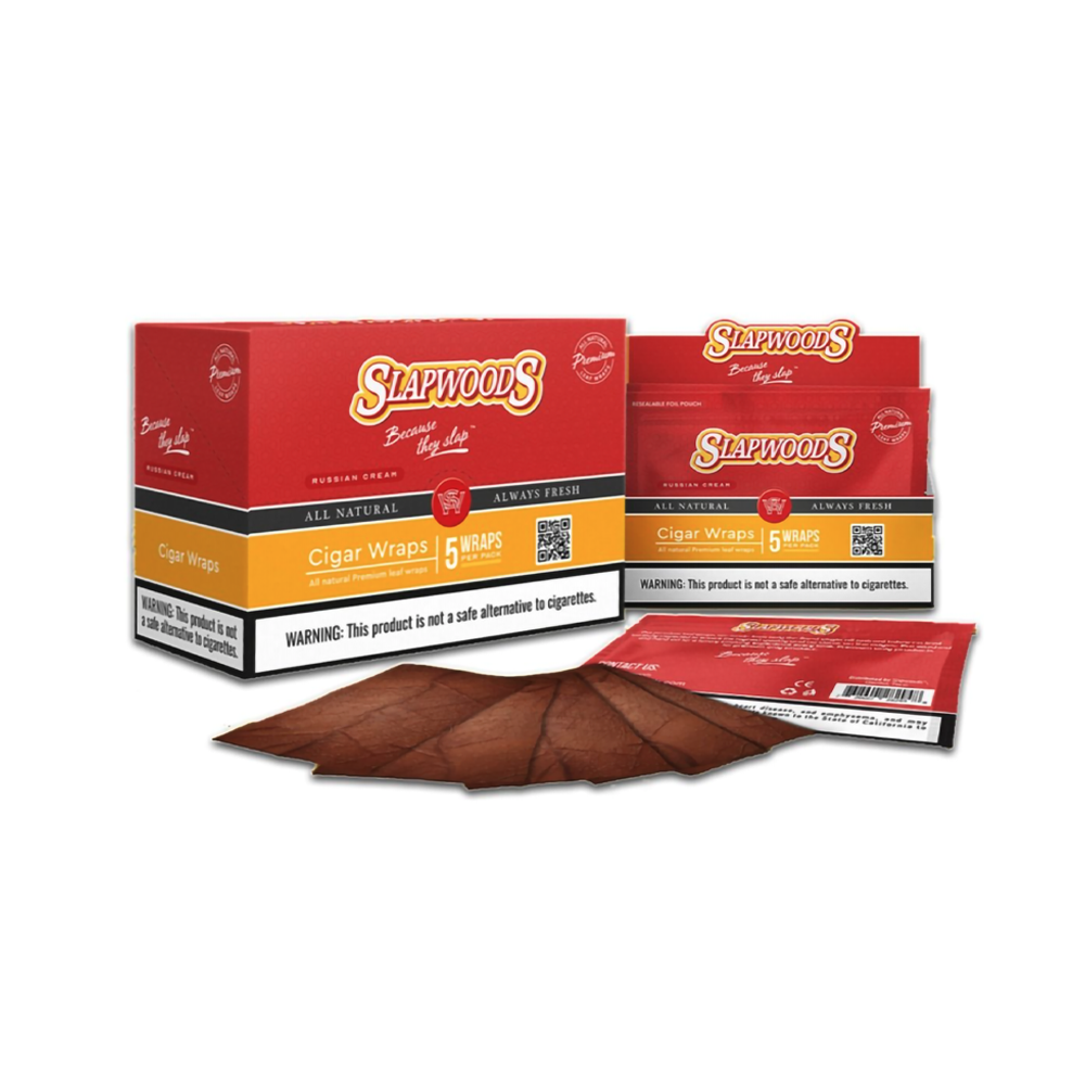 SLAPWOODS 5/PK CIGAR WRAPS- RUSSIAN CREAM